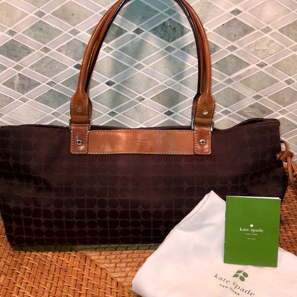 Kate Spade Signature Brown Cloth & Leather Handbag - Picture 1 of 8